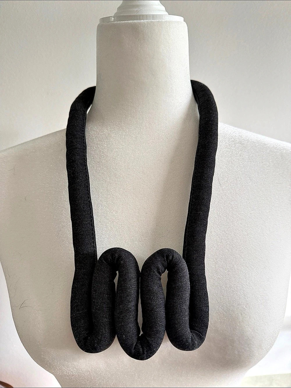 Padded Statement Necklace in Black Like New